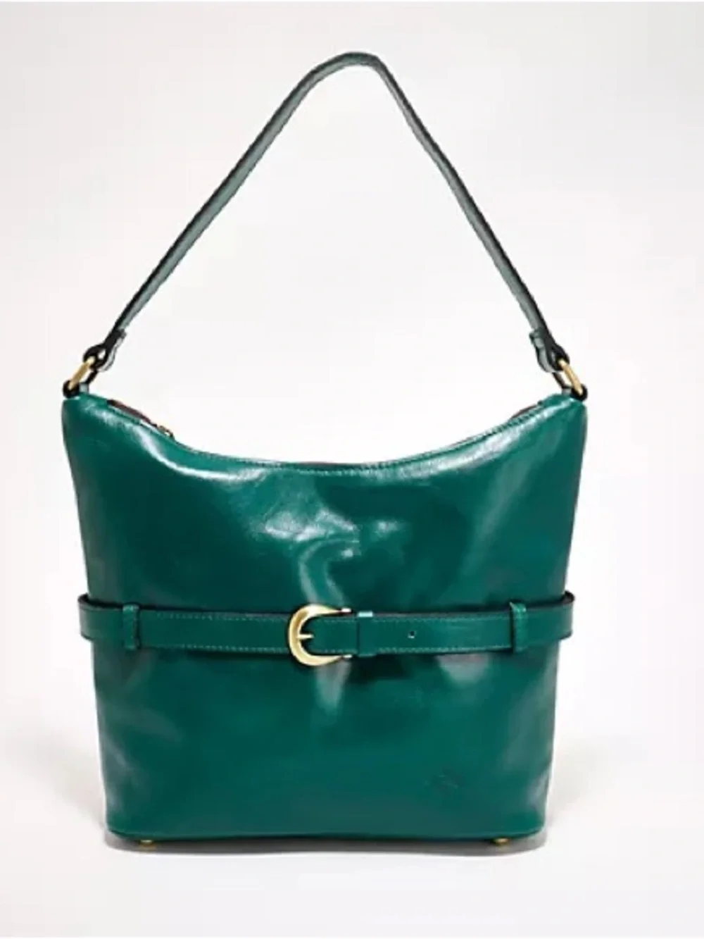 Patricia Nash Elini Leather Hobo Shoulder Bag Green Belted MSRP $269
